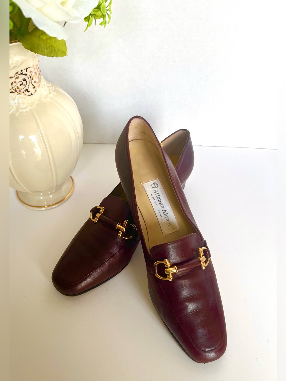 ETIENNE AIGNER Loafer Carrington Classic Horsebit Red Oxblood Leather Size 7N